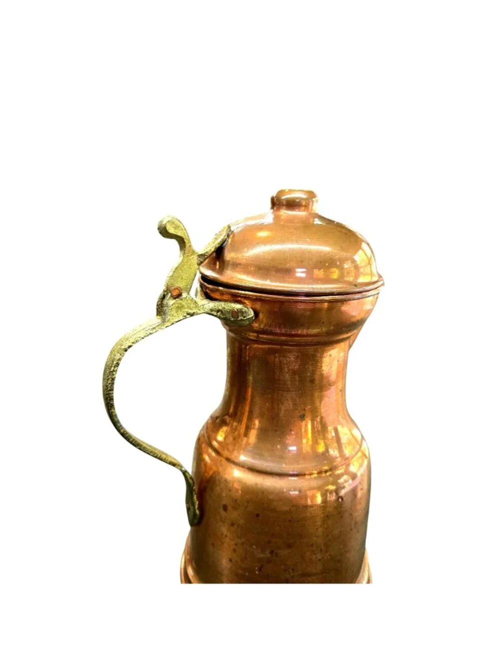Vintage Handmade Copper Pitcher Brass Handle - 8 Inches Tall - Made In Turkey